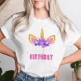 Women's Mummy Of The Birthday Girl Unicorn Mum Birthday Party Mother Blue T-shirt Frauen Geschenke für Sie