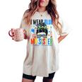 I Wear Blue For My Sister Autism Awareness Messy Bun Girl Women's Oversized Comfort T-shirt Ivory