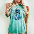 Lions Girl Messy Bun Sports Fan Team Women's Oversized Comfort T-shirt Yam