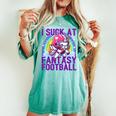 I Suck At Fantasy Football Unicorn Rainbow Loser Men Women's Oversized Comfort T-shirt Yam