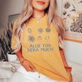 Aloeera Mucho Lindo Kawaii Divertido Cactus Camiseta extragrande cómoda para mujer Mustard