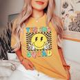 Groovy Test Day Testing Squad Motivation Teacher Student Women's Oversized Comfort T-shirt Mustard