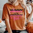Mommy Of The Birthday Girl Pink Groovy Birthday Women's Oversized Comfort T-shirt Crimson