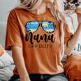 Nana Off Duty Sunglasses Palm Tree Beach Sunset Mother's Day Women's Oversized Comfort T-shirt Crimson