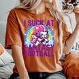I Suck At Fantasy Football Unicorn Rainbow Loser Men Women's Oversized Comfort T-shirt Crimson