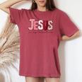 Christian Valentine Day Jesus Religious Valentine Girl Women's Oversized Comfort T-shirt Crimson