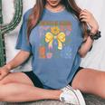 100 Days Of School Coquette Boho 100 Days Of School Teacher Women's Oversized Comfort T-shirt Blue Jean