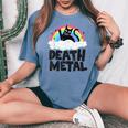 Death Metal Cat Satanic Banda De Punk Rock Para Niños Metal Rainbow Camiseta extragrande cómoda para mujer Blue Jean