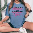 Mommy Of The Birthday Girl Pink Groovy Birthday Women's Oversized Comfort T-shirt Blue Jean