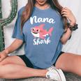 Nana Shark Mother's Day Grandma Women's Oversized Comfort T-shirt Blue Jean