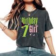 7Th Birthday Witch Pink And Green 7 Year Old Birthday Girl Women's Oversized Comfort T-Shirt Pepper