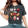 Baseball Mom Coquette Bow Mother's Day Baseball Mama Women's Oversized Comfort T-Shirt Pepper