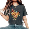 Chicken Santa Christmas Tree Chicken Camiseta extragrande cómoda para mujer Pepper