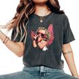 Cool Retro Cupid Leopard Peace Sign Valentines Day For Girls Women's Oversized Comfort T-Shirt Pepper