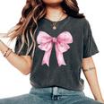 Coquette Pink Bow For Girls Cute Pink Coquette Bow Women's Oversized Comfort T-Shirt Pepper