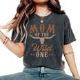 Mom Of The Wild One Cowboy Western Rodeo Party Matching Women's Oversized Comfort T-Shirt Pepper