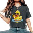 Retro Groovy Yellow Rubber Duck Peace Duck Lovers Women's Oversized Comfort T-Shirt Pepper