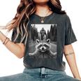 Scared Raccoon & Sasquatch Women's T-Shirt - Cozy Oversized Fit Pepper
