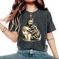 Vintage Distressed Jesus and Raccoon Graphic - Women's Oversized T-Shirt Pepper
