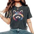 Watercolor Raccoon T-Shirt | Women's Oversized Classic | Small Polyester Pepper
