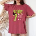 7Th Birthday Witch Pink And Green 7 Year Old Birthday Girl Women's Oversized Comfort T-Shirt Blue Jean