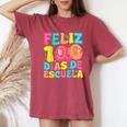 Feliz 100 Dias De Escuela Groovy 100 Days Spanish Teacher Women's Oversized Comfort T-Shirt Blue Jean