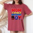 Mom Of The Birthday Boy Matching Spider Family Birthday Women's Oversized Comfort T-Shirt Blue Jean