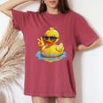 Retro Groovy Yellow Rubber Duck Peace Duck Lovers Women's Oversized Comfort T-Shirt Blue Jean