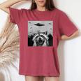 Alien UFO Raccoon T-Shirt - Oversized Comfort Colors, Unisex Crimson