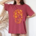Calavera Khokhloma Camiseta extragrande cómoda para mujer Crimson