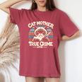 Cat Mother True Crime Lover Retro True Crime And Cats Camiseta extragrande cómoda para mujer Crimson