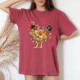 Chicken Santa Christmas Tree Chicken Camiseta extragrande cómoda para mujer Crimson