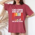 I Like Coffee And My Cat Maybe 3 People Siberian Cat Lover Camiseta extragrande cómoda para mujer Crimson