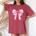 Coquette Pink Bow For Girls Cute Pink Coquette Bow Women's Oversized Comfort T-Shirt Crimson