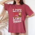 Cowboy Cowgirl Dancing Live Western Line Bailando Regalos Cuello Camiseta extragrande cómoda para mujer Crimson