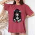 Creepy Kawaii Goth Girl Horror Anime Aesthetic Women's Oversized Comfort T-Shirt Crimson