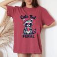 Cute But Feral Girl Summer Raccoon Funny Women Women's Oversized Comfort Colors T-Shirt Crimson