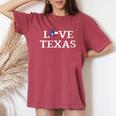 Êtements D'artintage Du Drapeau De L'état Du Texas En Détresse Love Texas T-shirt oversize confortable pour femme Crimson