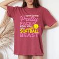 Softball Girl With Pretty Face Women's Oversized Comfort T-Shirt Crimson