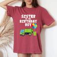 Garbage Truck Sister Birthday Boy Balloons Birthday Party Camiseta extragrande cómoda para mujer Crimson