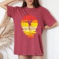 Girl Silhouette Ballet Dance Sunset Retro Ballerina Camiseta extragrande cómoda para mujer Crimson