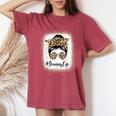 Grammy Life Bleached Leopard Messy Bun Mother's Day Women's Oversized Comfort T-Shirt Crimson