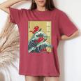 The Great Wave Off Kanagawa Coucher De Soleil Rétro Dragon Japonais T-shirt oversize confortable pour femme Crimson
