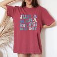 Just A Mama Who Loves Her Boy Mother's Day Women's Oversized Comfort T-Shirt Crimson