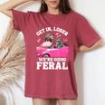 Get In Loser We’Re Going Feral Raccoon Opossum Meme Women's Oversized Comfort Colors T-Shirt Crimson