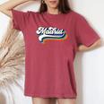 Madrid Ciudade De España Retrointage Souvenir Cuello Camiseta extragrande cómoda para mujer Crimson
