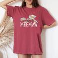 Meemaw Floral Chamomile Mother's Day Meemaw Women's Oversized Comfort T-Shirt Crimson
