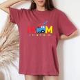 Mom Of The Birthday Boy Choo Choo Train Family Matching Women's Oversized Comfort T-Shirt Crimson
