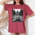 Raccoon Bigfoot Women's Comfort Colors T-Shirt - Fun & Unique Selfie Design Crimson