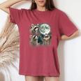 Raccoon Moon Howling | Women's Oversized Comfort Tee Crimson